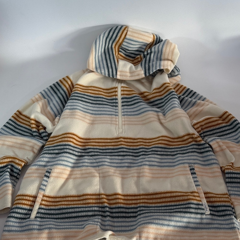 O'Neill Cream and Blue Striped Zip Up Jacket - Picture 5 of 8